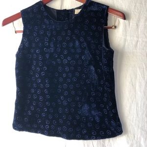 Midnight blue burnout velvet sleeveless top sz XS